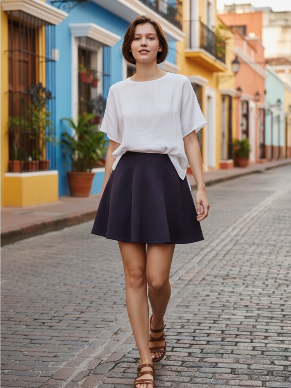 Anthropologie Women's A-Line Mini Skirt Navy Size S